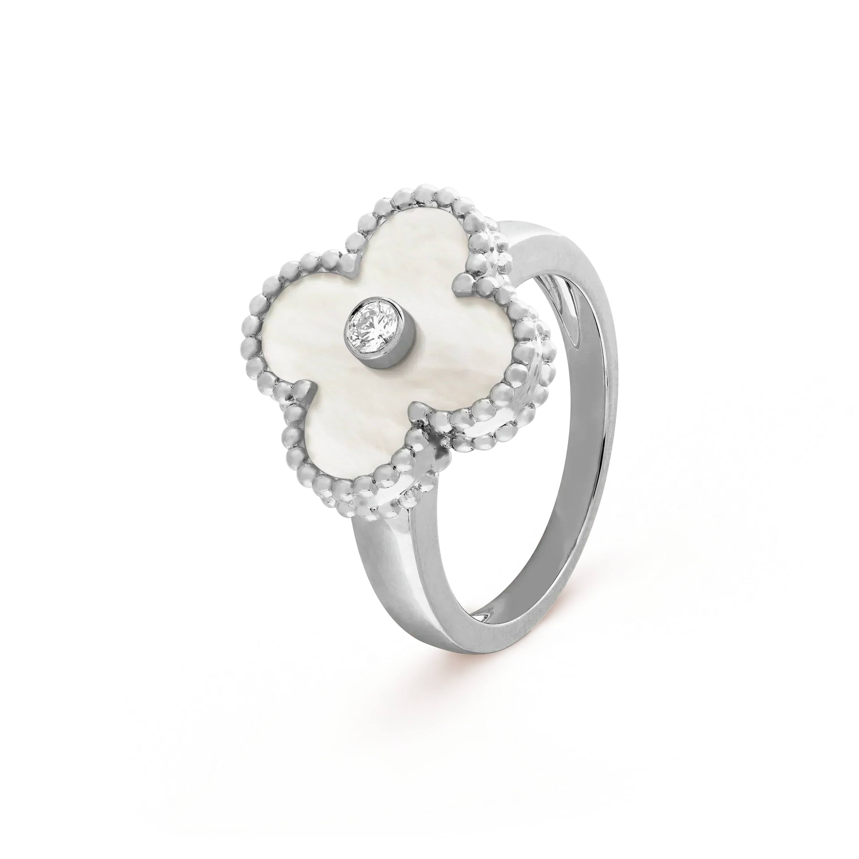 Van Cleef & Arpels CLOVER SILVER MOP DIAMOND RING