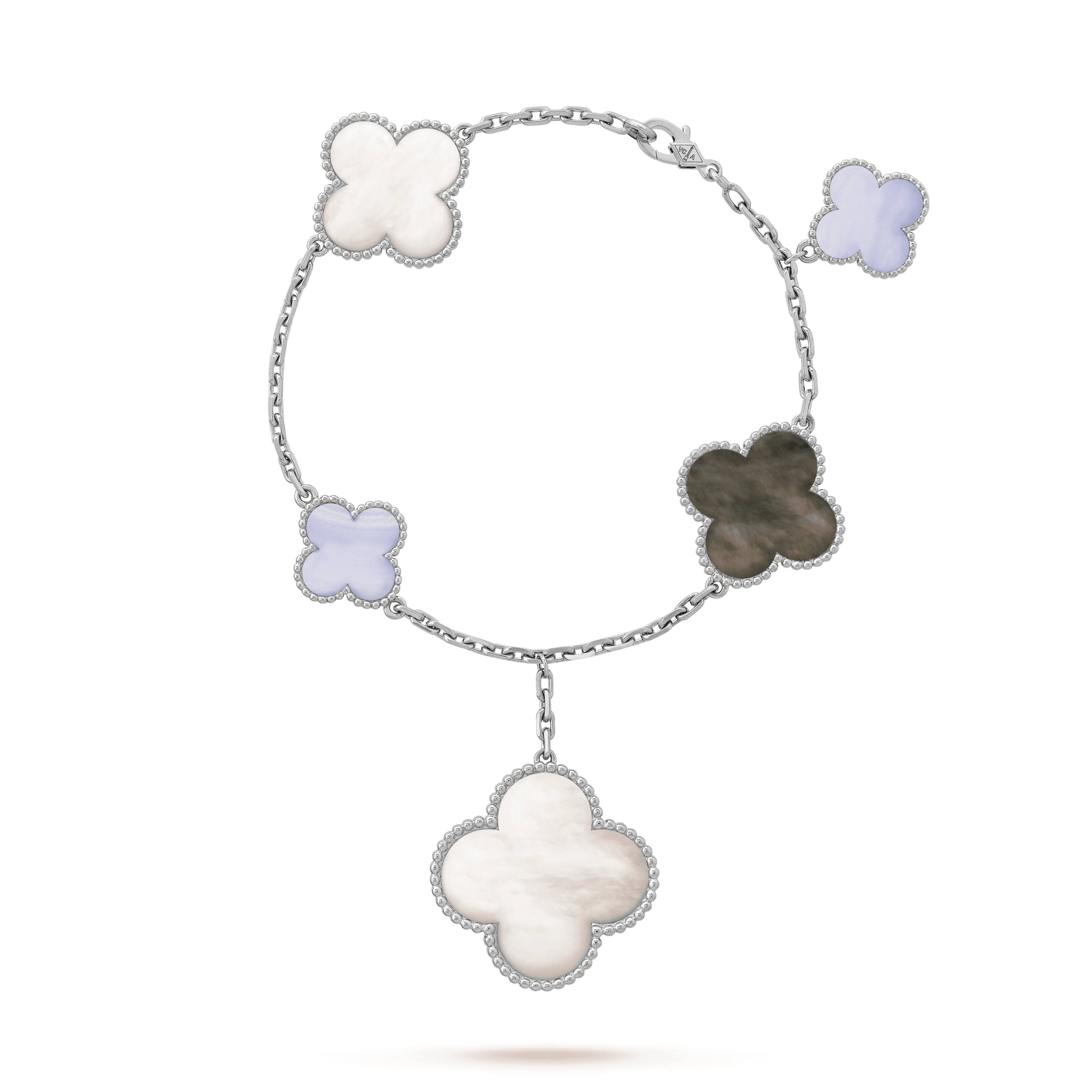 Van Cleef & Arpels CLOVER 5 MOTIFS SIVLER WHITE MOP BRACELET