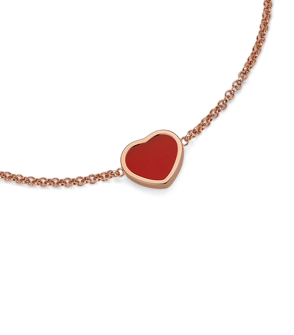 CHOPARD HAPPY HEART CARNELIAN PINK GOLD BRACELET DIAMOND