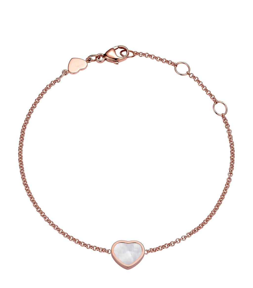 CHOPARD HAPPY HEART WHITE MOP PINK GOLD BRACELET DIAMOND
