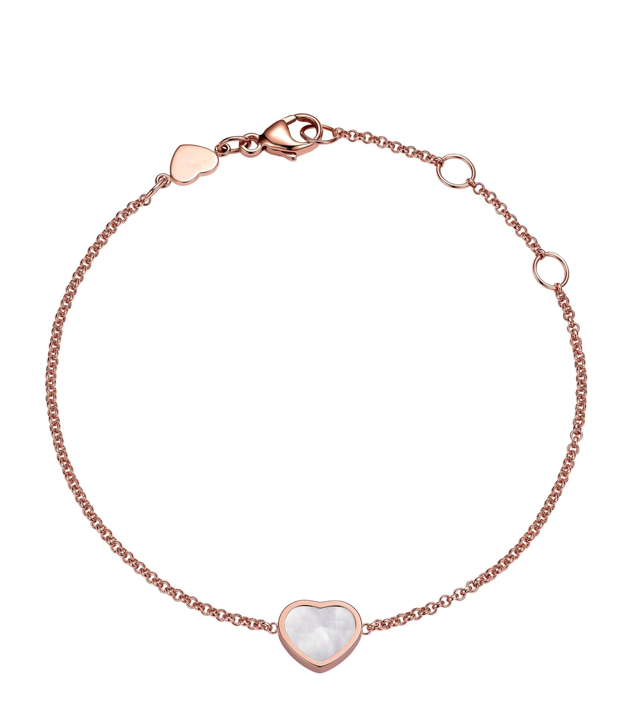 CHOPARD HAPPY HEART WHITE MOP PINK GOLD BRACELET DIAMOND