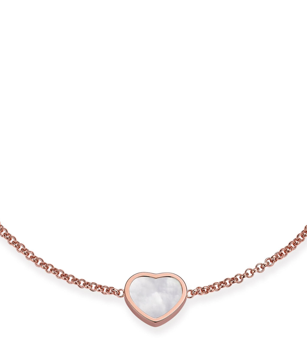 CHOPARD HAPPY HEART WHITE MOP PINK GOLD BRACELET DIAMOND