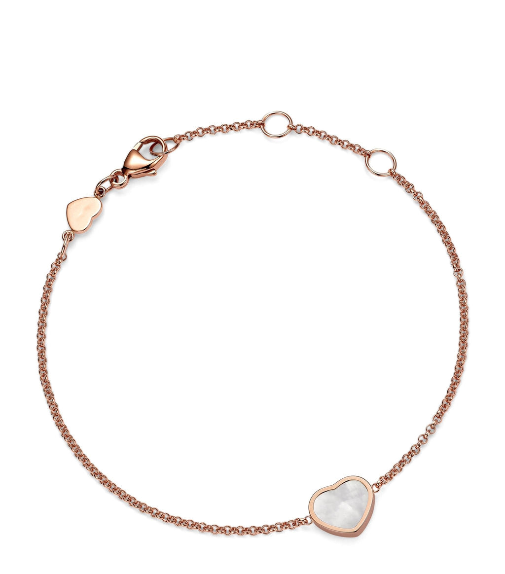 CHOPARD HAPPY HEART WHITE MOP PINK GOLD BRACELET DIAMOND
