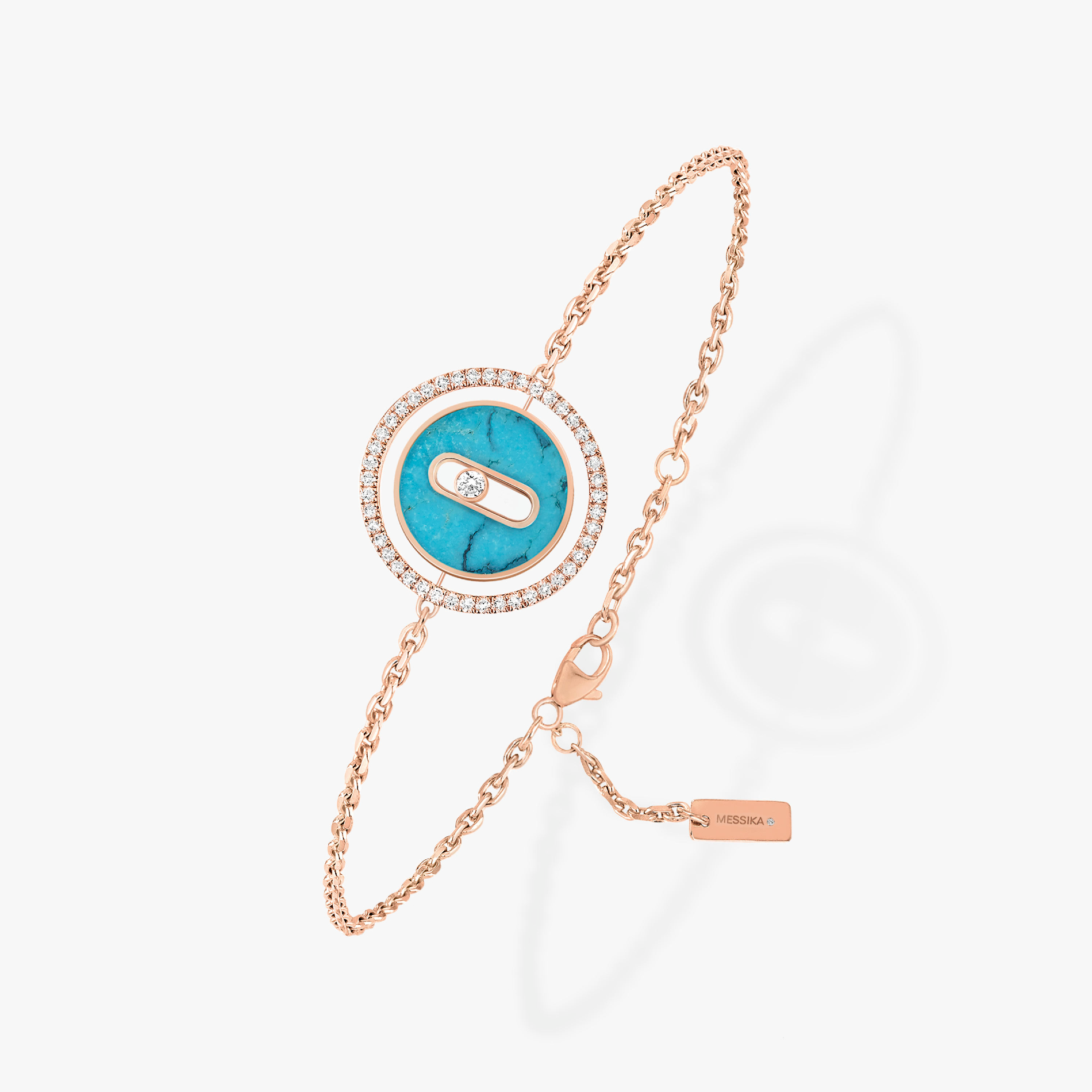 MESSIKA LUCKY MOVE TURQUOISE PINK GOLD DIAMOND BRACELET
