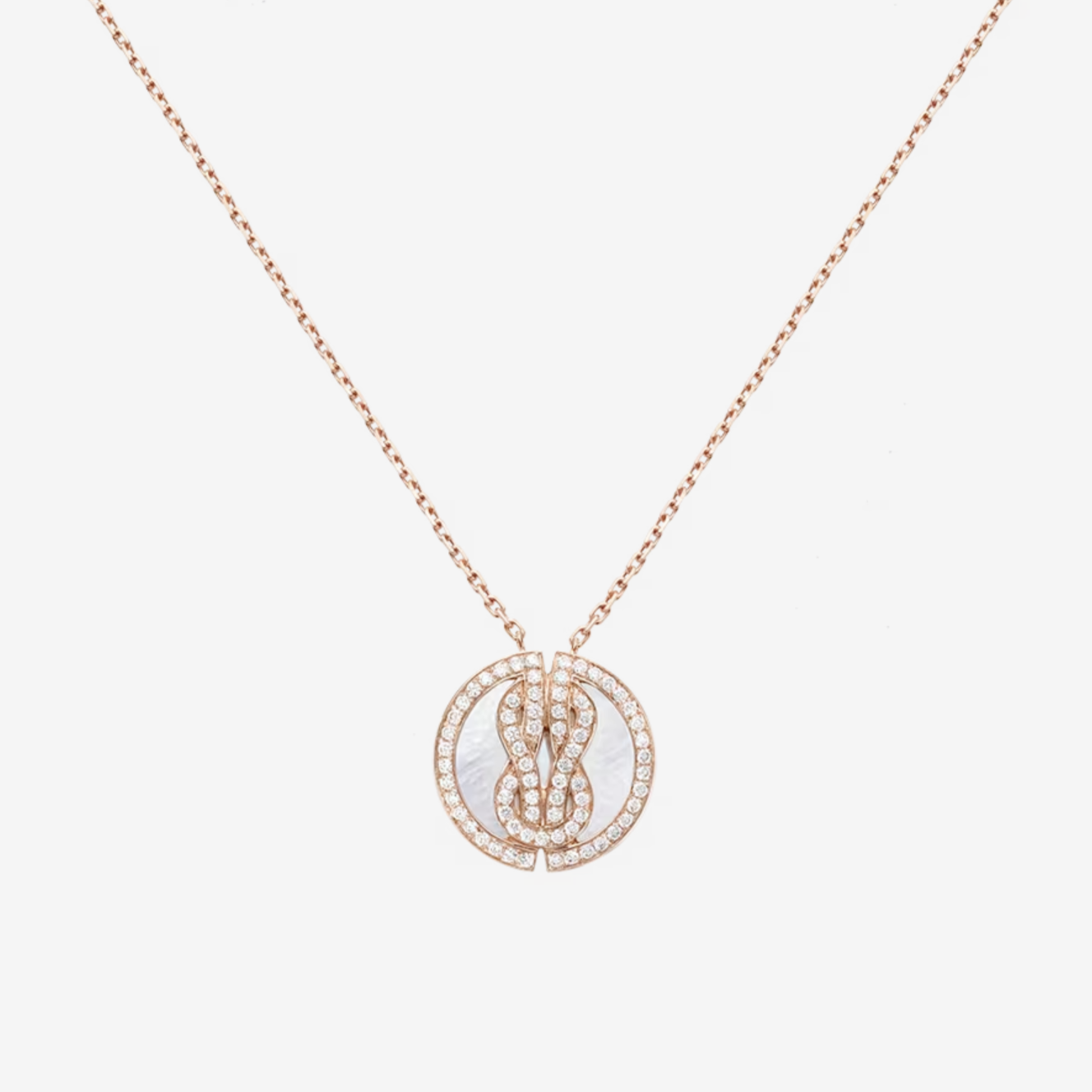 FRED CHANCE INFINIE LUCKY MEDALS PINK GOLD NECKLACE