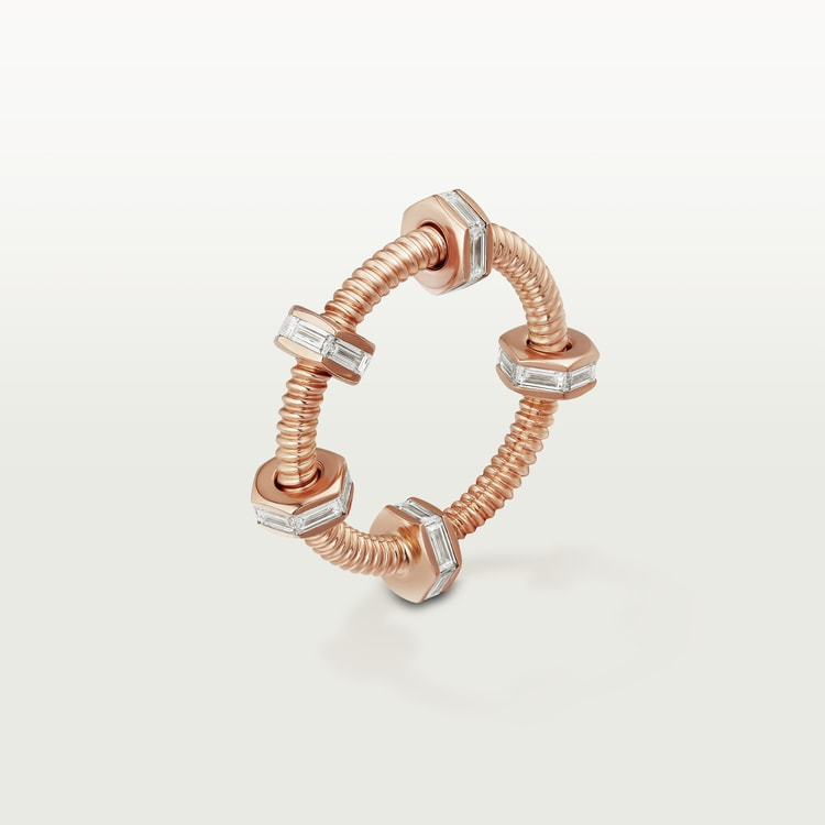 CARTIER NUTS AND BOLTS PINK GOLD DIAMOND RING