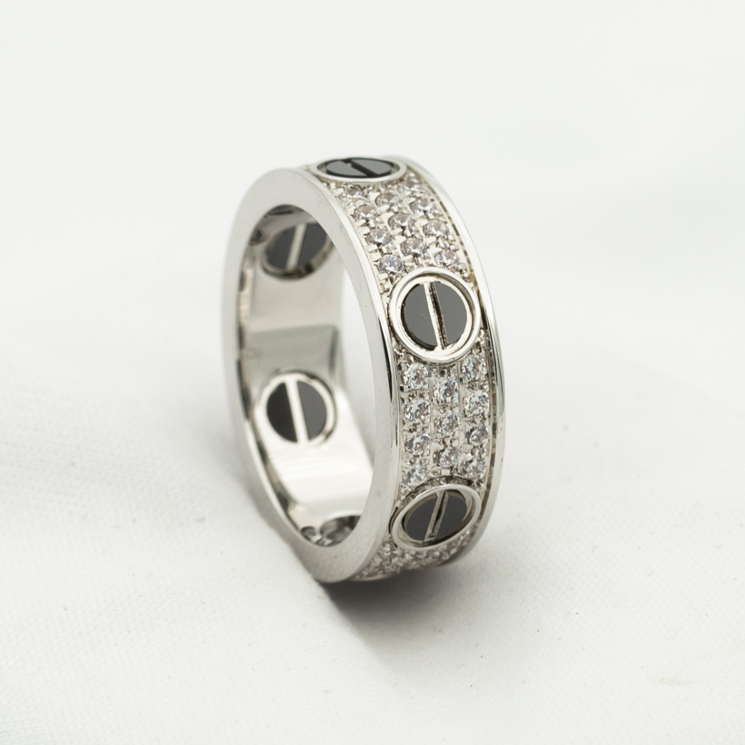 CARTIER LOVE RING 5.5MM DIAMONDS PAVED CERAMIC