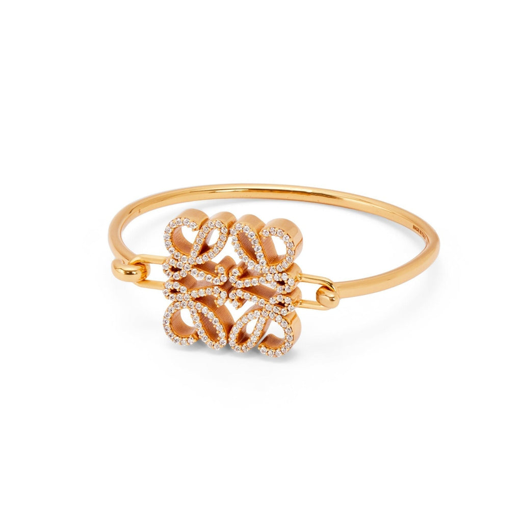 LOEWE PAVED ANAGRAM OPEN GOLD BRACELET