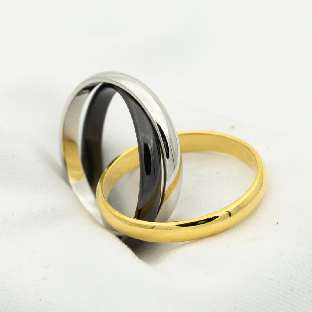 CARTIER TRINITY RING BLACK GOLD SILVER