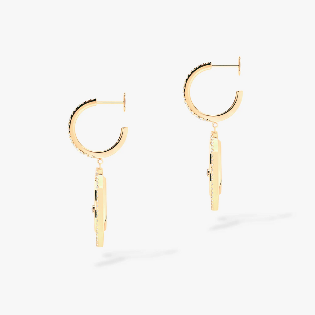MESSIKA LUCKY MOVE MALACHITE GOLD DIAMOND EARRINGS