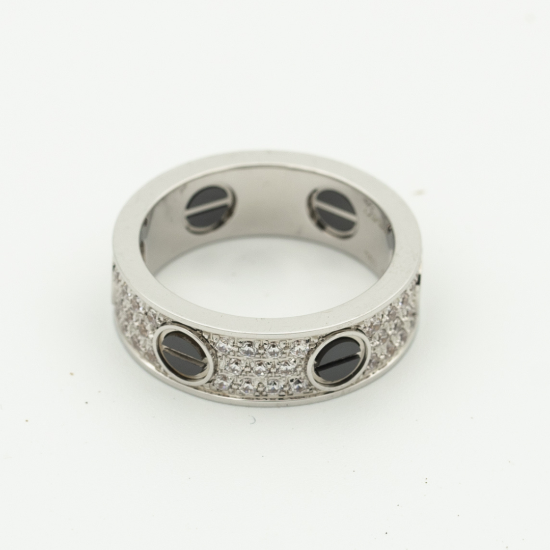 CARTIER LOVE RING 5.5MM DIAMONDS PAVED CERAMIC