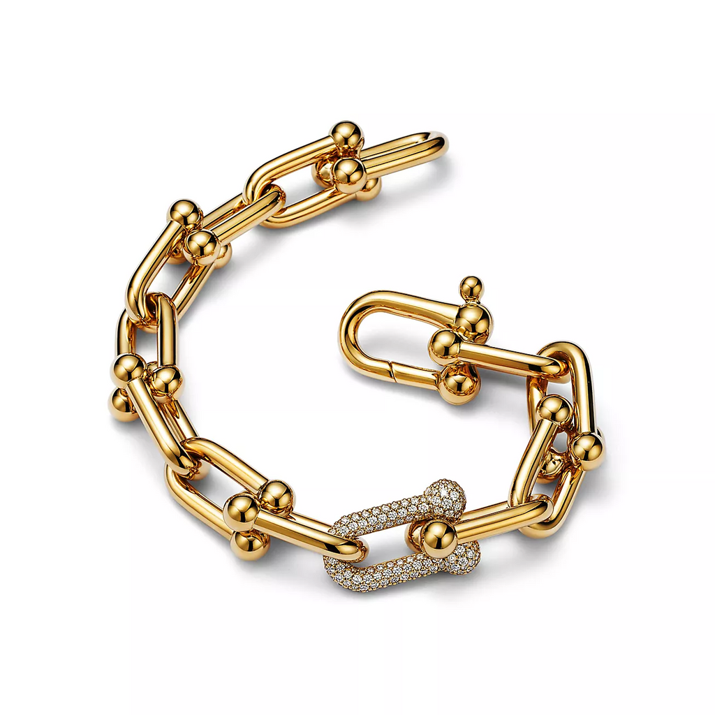 TIFFANY HARDWEAR LARGE LINK GOLD DIAMOND BRACELET