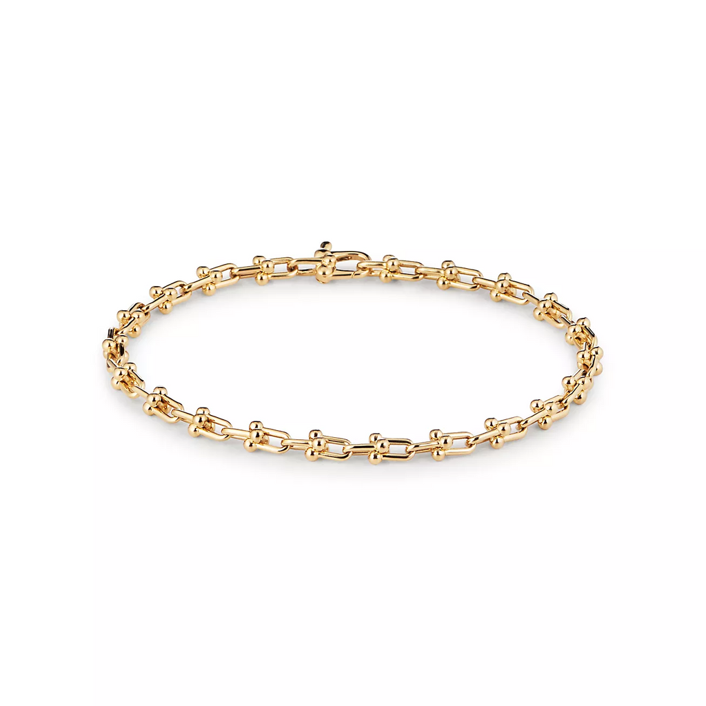 TIFFANY HARDWEAR MICRO LINK 44 MOTIF GOLD BRACELET