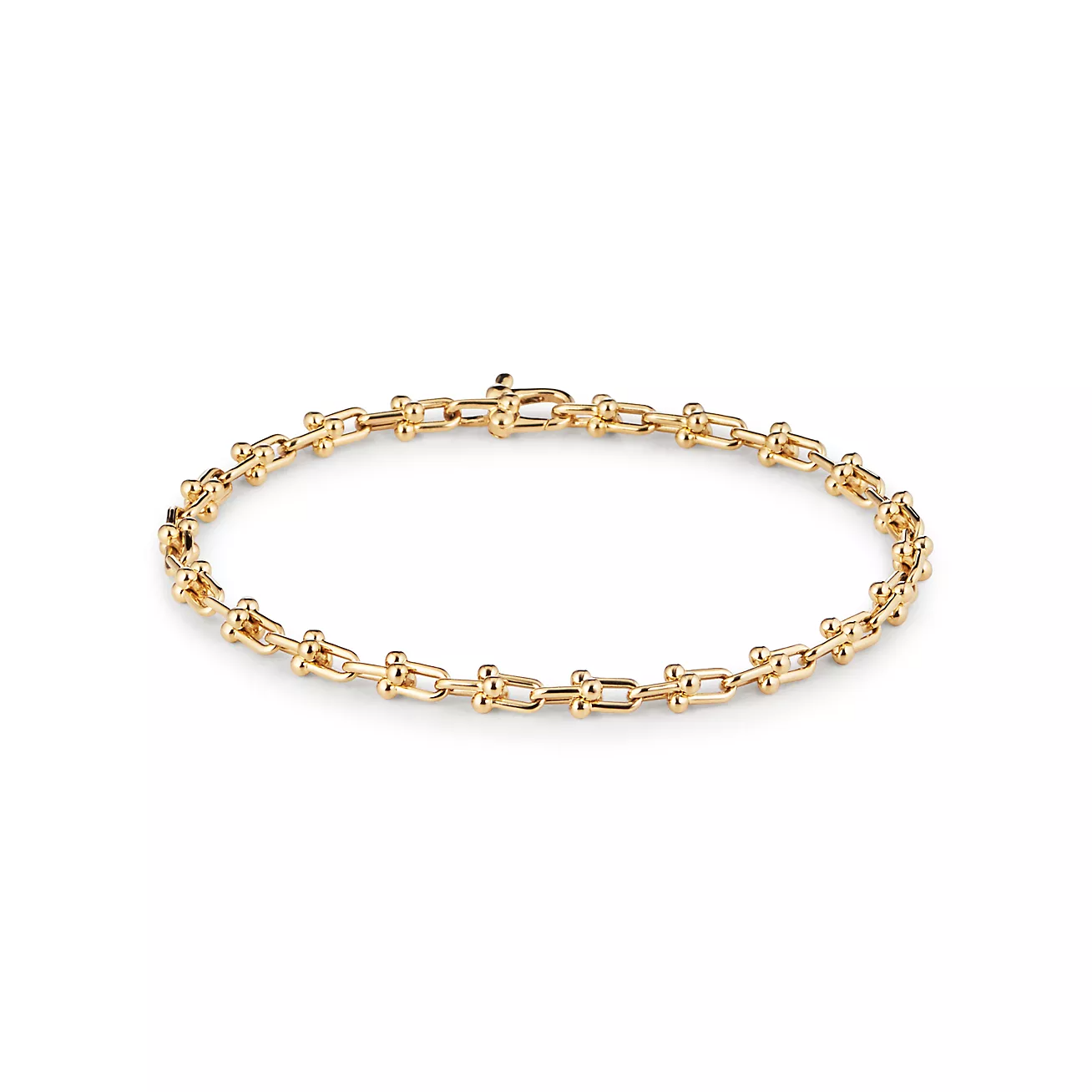 TIFFANY HARDWEAR MICRO LINK 44 MOTIF GOLD BRACELET