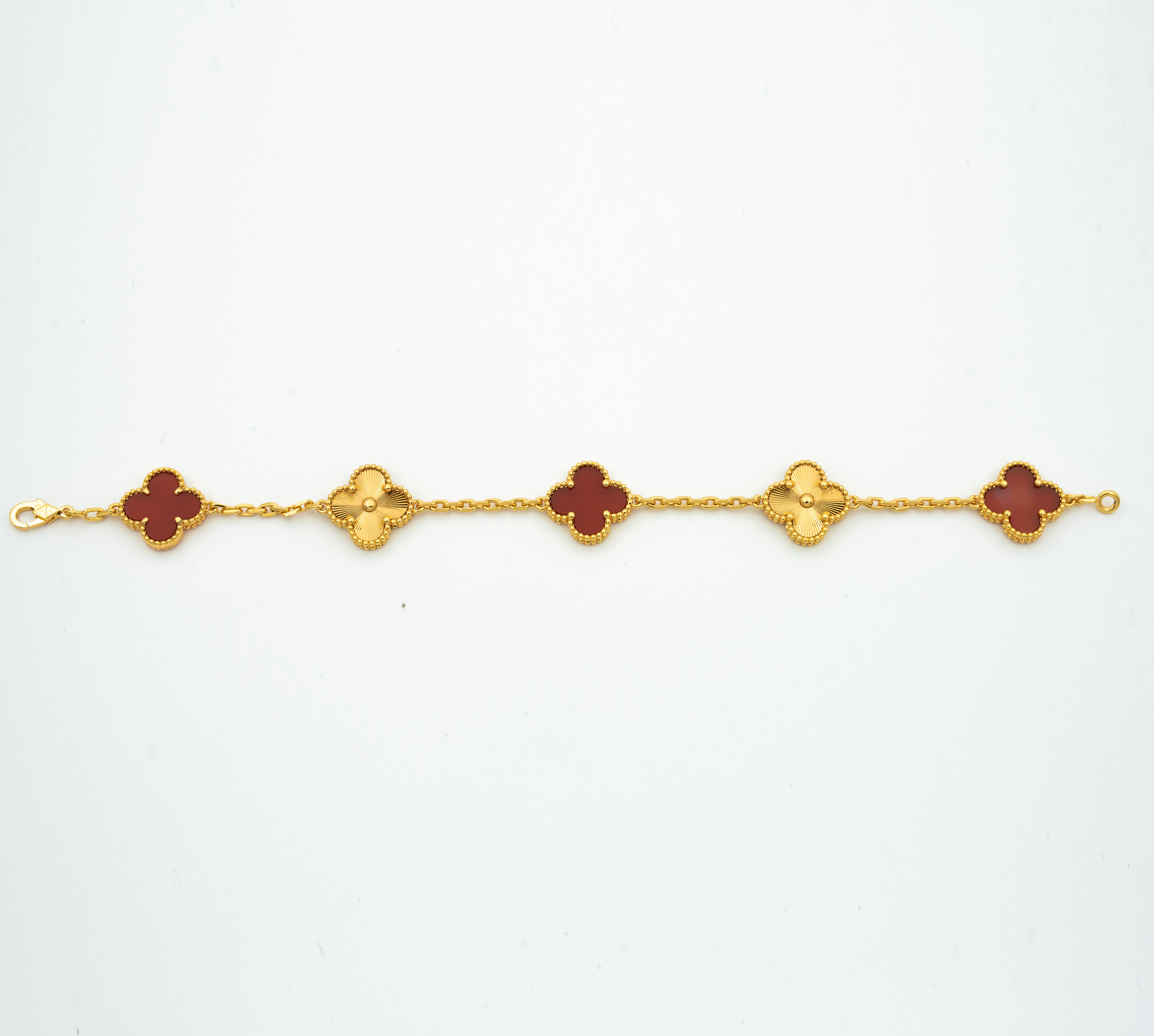 Van Cleef & Arpels CLOVER BRACELET 5 MOTIFS CARNELIAN GOLD