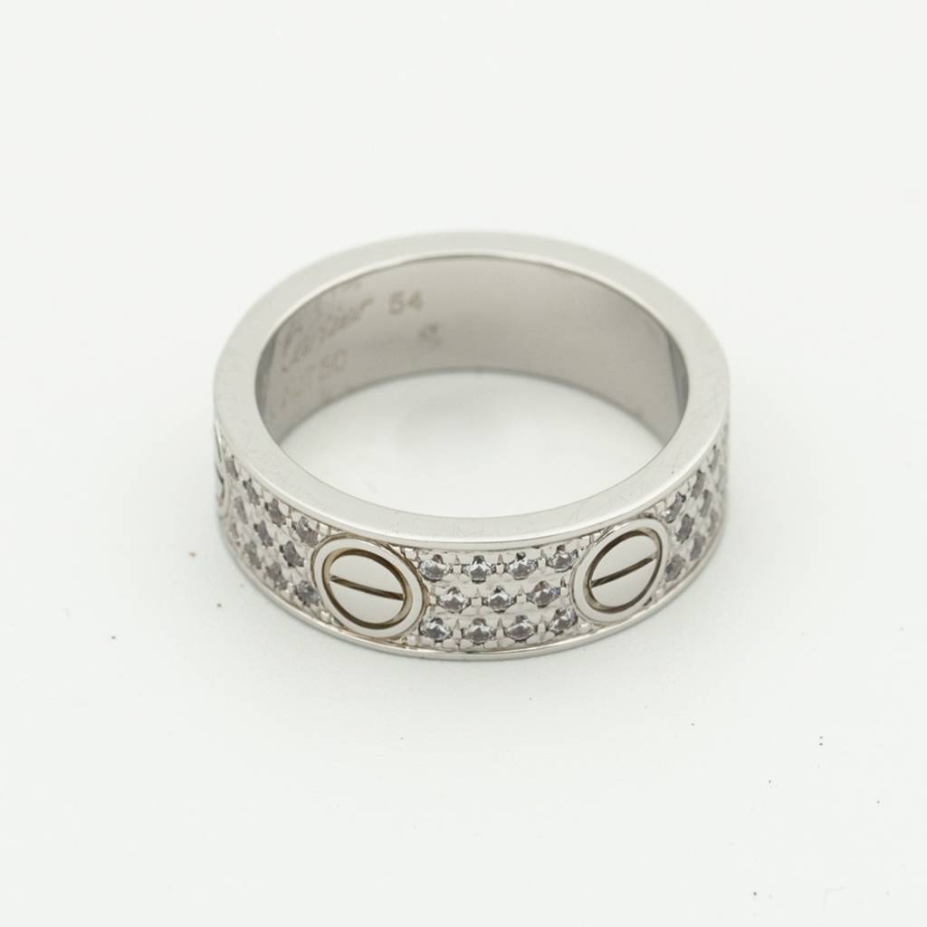 CARTIER LOVE RING 6.5MM DIAMONDS PAVED