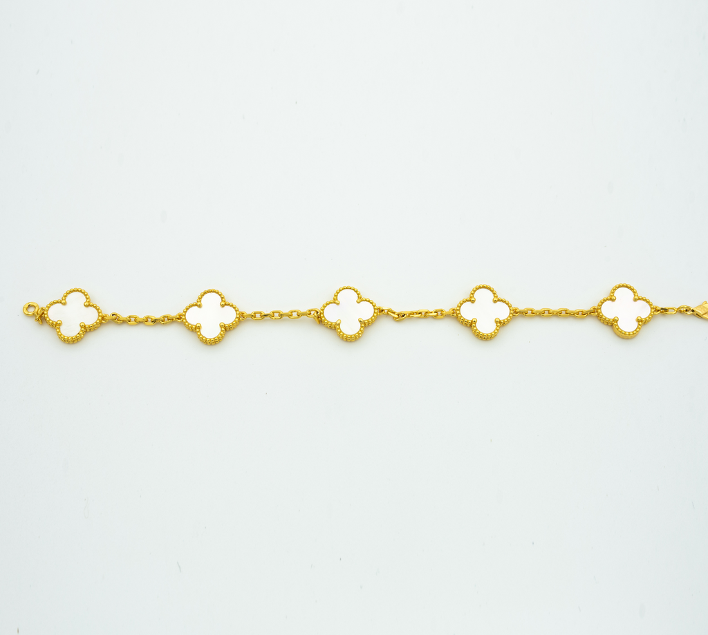 Van Cleef & Arpels CLOVER BRACELET 5 MOTIFS WHITE MOP