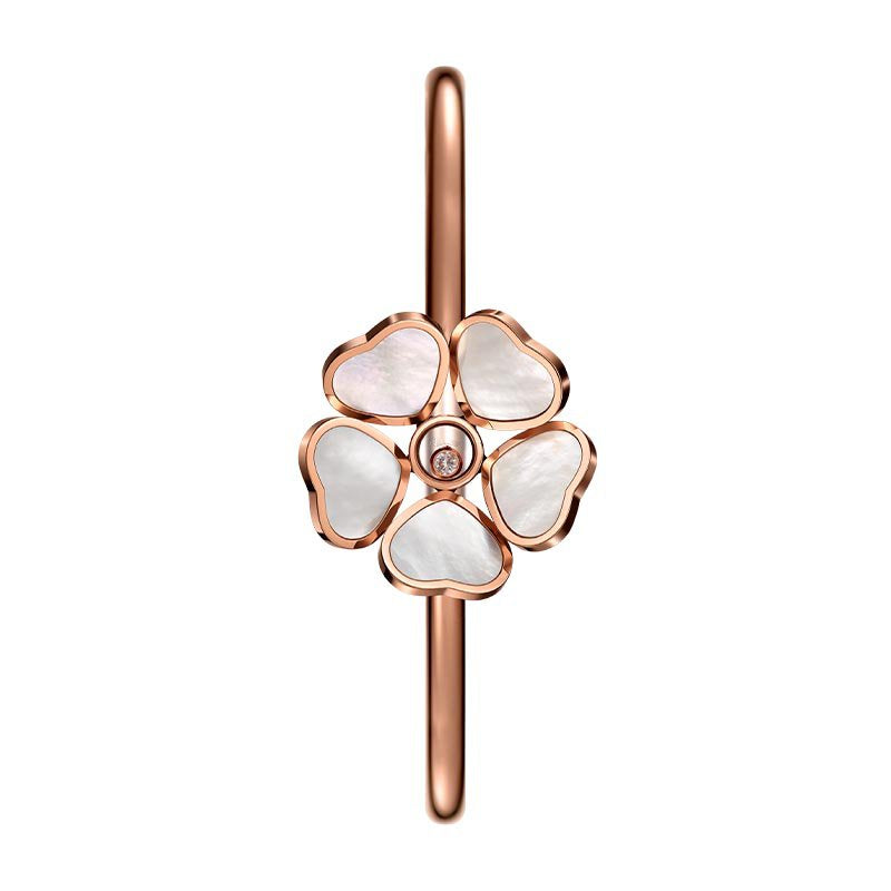 CHOPARD HAPPY HEART WHITE MOP PINK GOLD DIAMOND BRACELET
