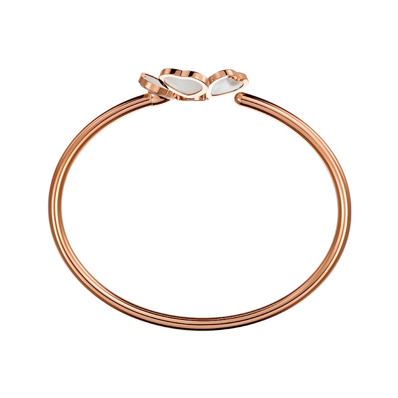 CHOPARD HAPPY HEART WHITE MOP PINK GOLD DIAMOND BRACELET