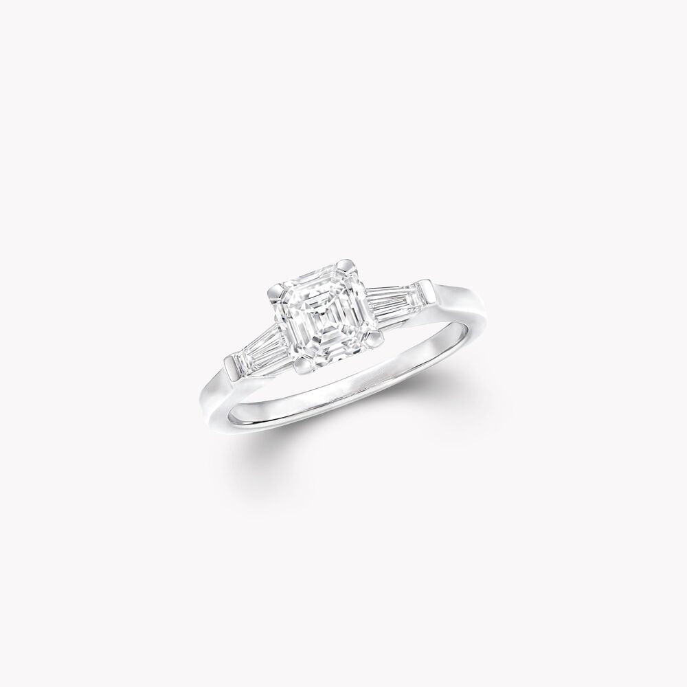 GRAFF PROMISE SQUARE EMERALD CUT SILVER DIAMOND RING