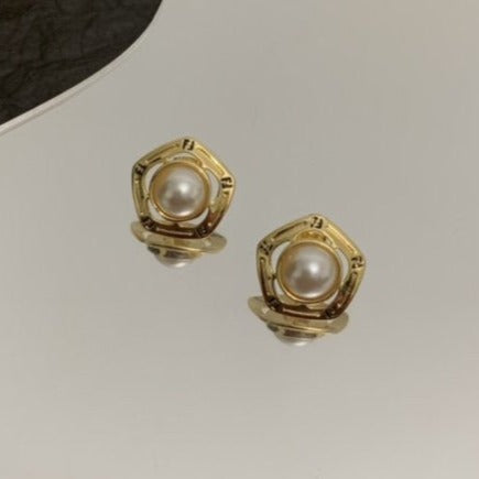 FENDI FF PEARL GOLD EARRINGS