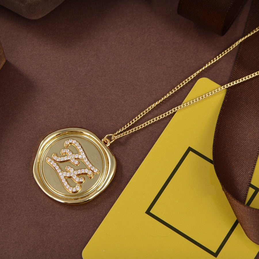 FENDI FF NECKLACE GOLD DIAMOND