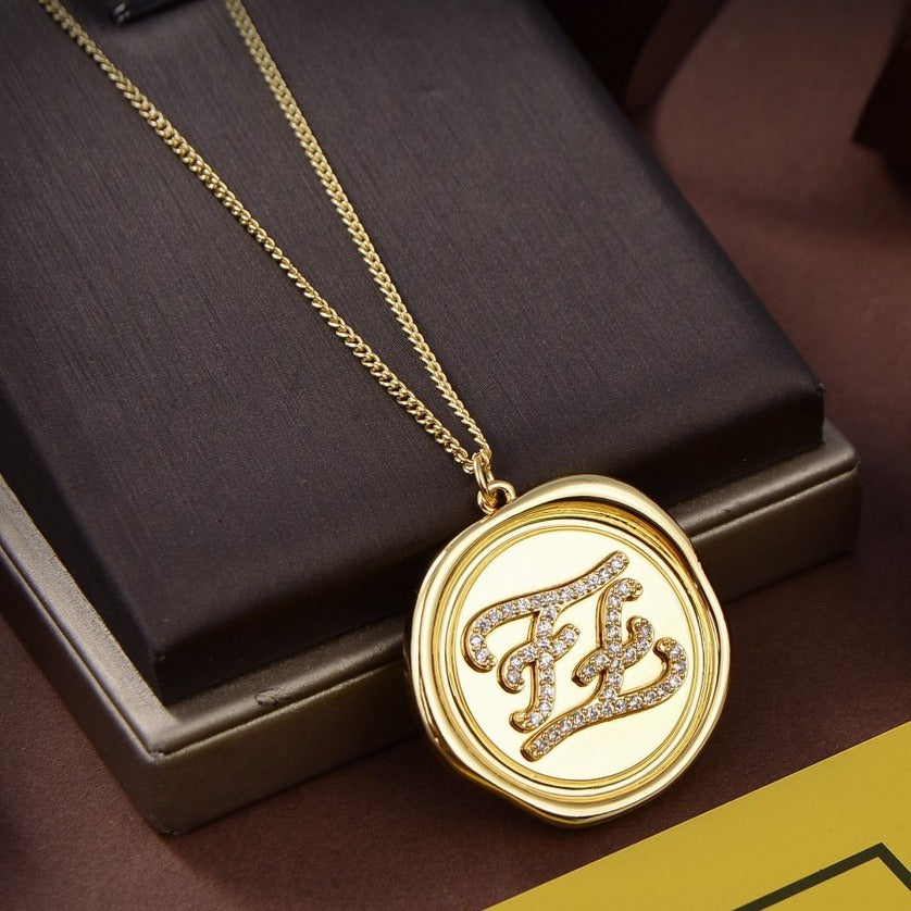 FENDI FF NECKLACE GOLD DIAMOND