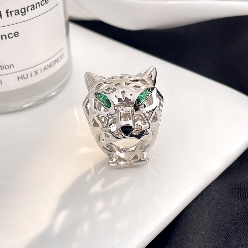 CARTIER PANTHERE 31MM TSAVORITE GARNETS SILVER RING
