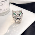 CARTIER PANTHERE 31MM TSAVORITE GARNETS SILVER RING