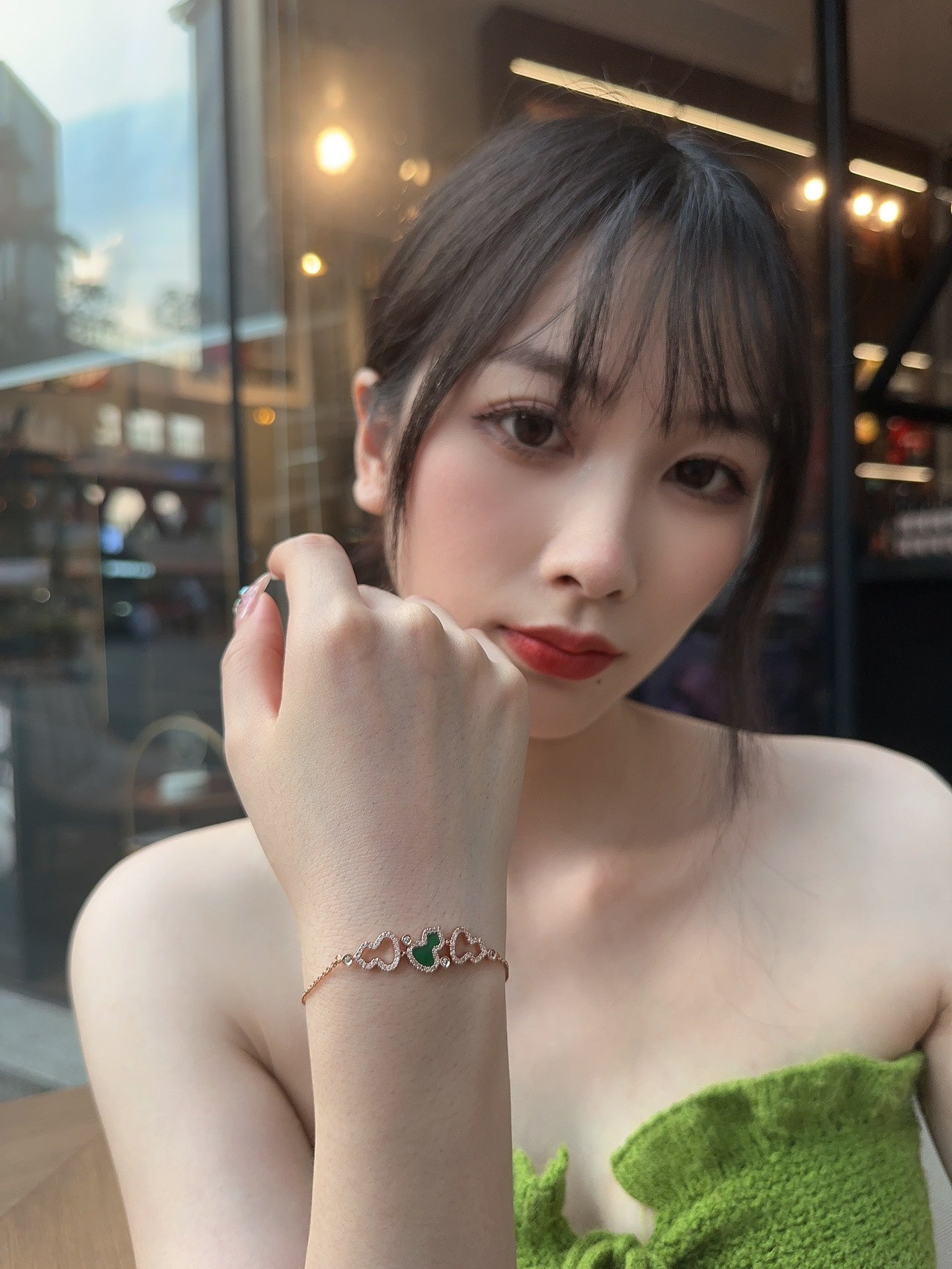 QEELIN WULU DIAMOND 3 MOTIF PINK GOLD BRACELET