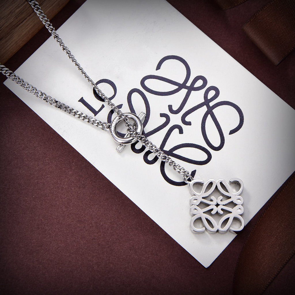 LOEWE PAVED ANAGRAM SIVLER DIAMOND NECKLACE