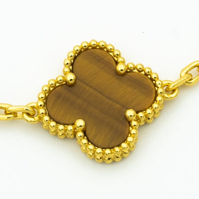 Van Cleef & Arpels VINTAGE TIGER EYE NECKLACE 10 MOTIFS GOLD