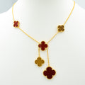 Van Cleef & Arpels CLOVER TIGER EYE CARNELIAN NECKLACE 6 MOTIF