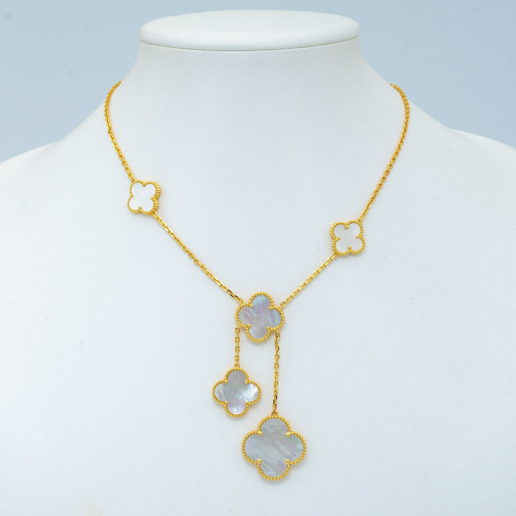 Van Cleef & Arpels CLOVER GOLD MOP NECKLACE 6 MOTIF