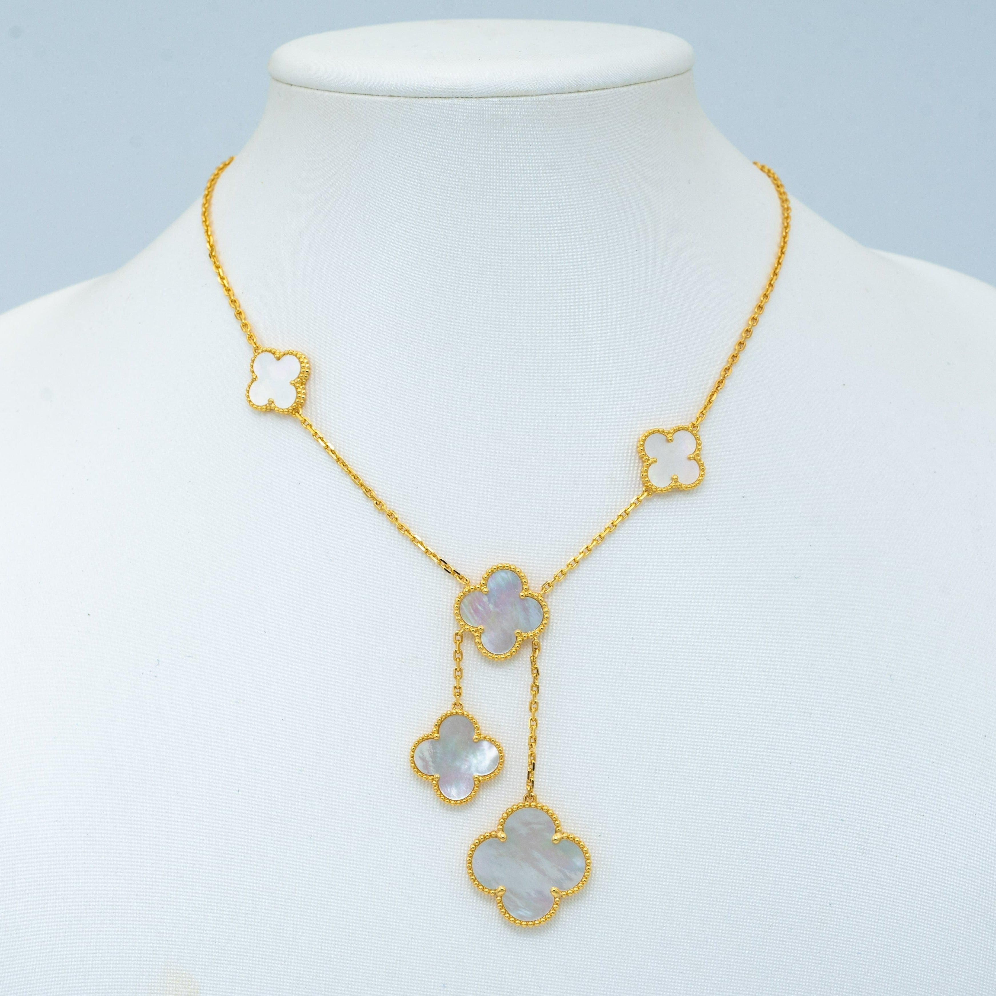 Van Cleef & Arpels CLOVER GOLD MOP NECKLACE 6 MOTIF