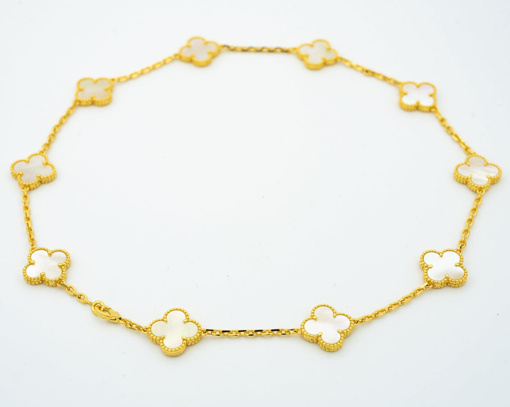 Van Cleef & Arpels VINTAGE WHITE MOP NECKLACE 10 MOTIFS GOLD