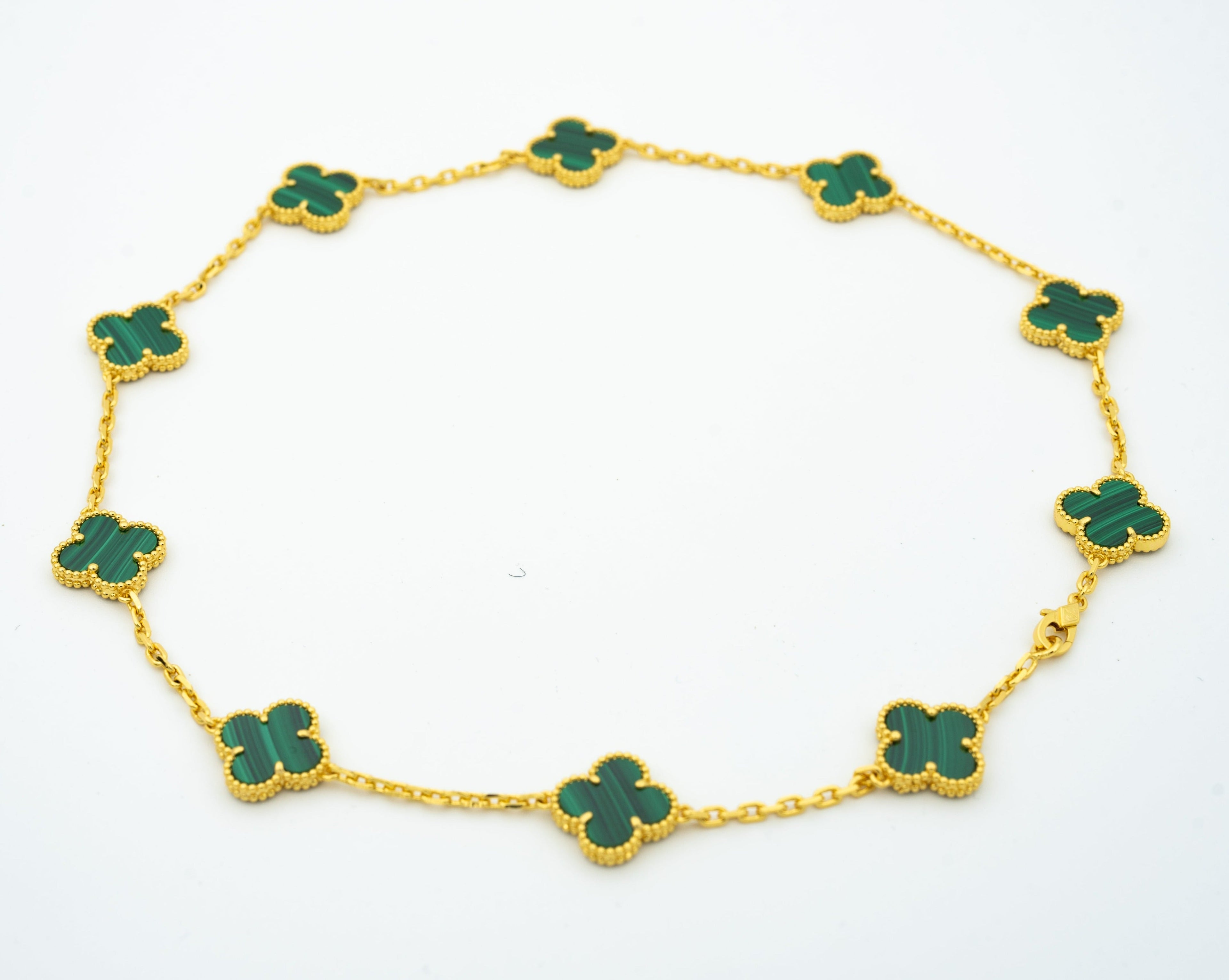 Van Cleef & Arpels VINTAGE MALACHITE NECKLACE 10 MOTIFS GOLD