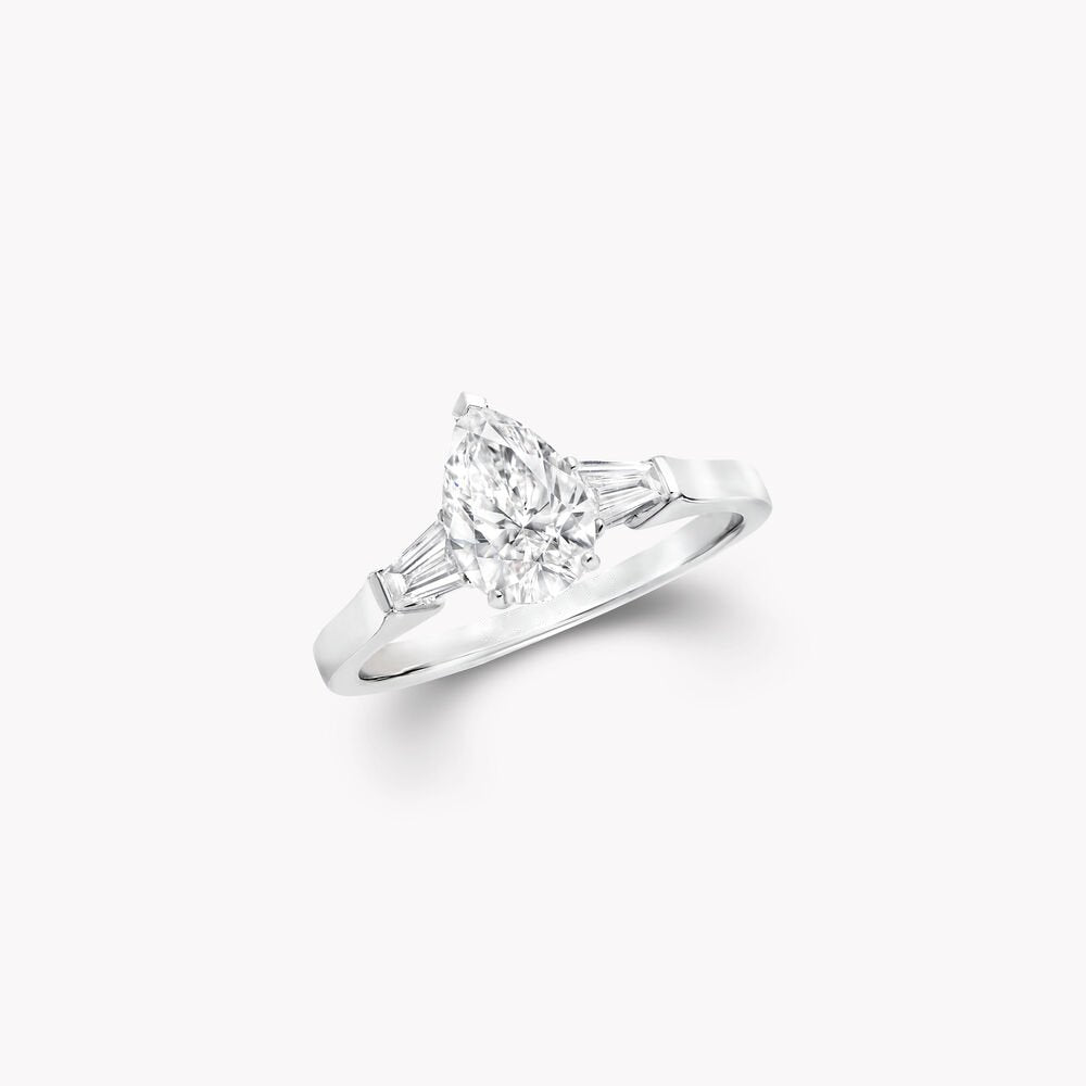 GRAFF PROMISE PEAR SHAPE SILVER DIAMOND ENGAGEMENT RING