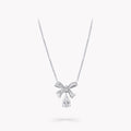 FENDI TILDA BOW BAGUETTE CUT SILVER DIAMOND DROP NECKLACE