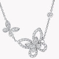 GRAFF DOUBLE BUTTERFLY SILHOUETTE SILVER DIAMOND NECKLACE