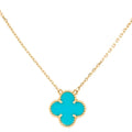 Van Cleef & Arpels CLOVER MEDIUM TURQUOISE GOLD NECKLACE