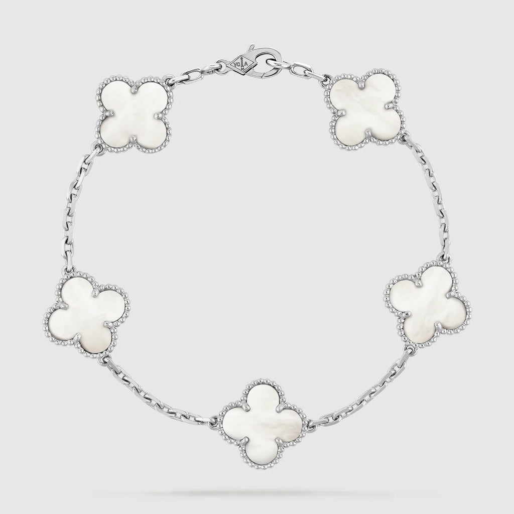 Van Cleef & Arpels CLOVER SILVER MOP 5 MOTIF BRACELET