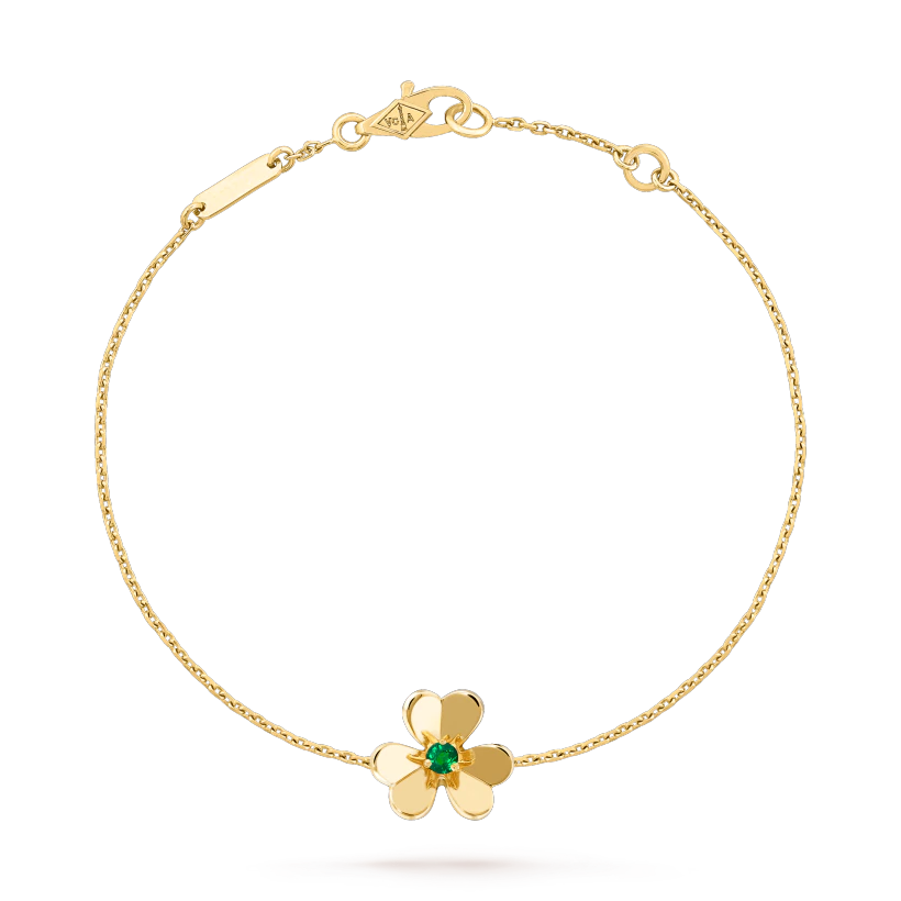 Van Cleef & Arpels FRIVOLE GOLD FLOWER PINK MALACHITE BRACELET