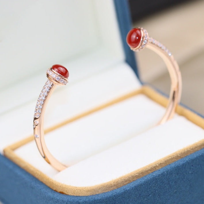 PIAGET POSSESSION PINK GOLD CARNELIAN DIAMOND OPEN BRACELET