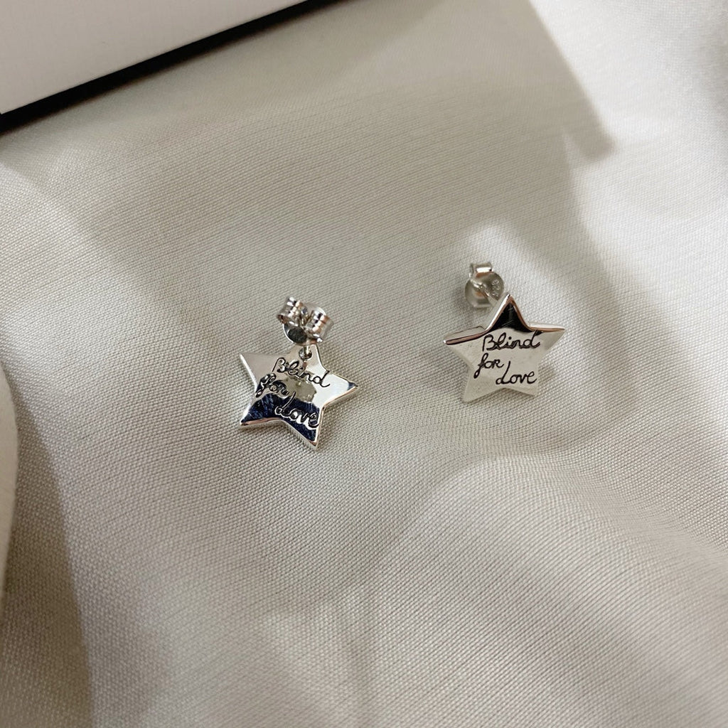 GUCCI SILVER BLIND FOR LOVE STAR EARRINGS