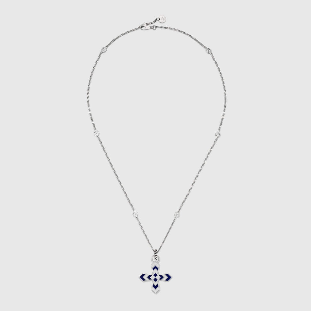 GUCCI WOMEN'S NECKLACE WITH CROSS MOTIF PENDANT