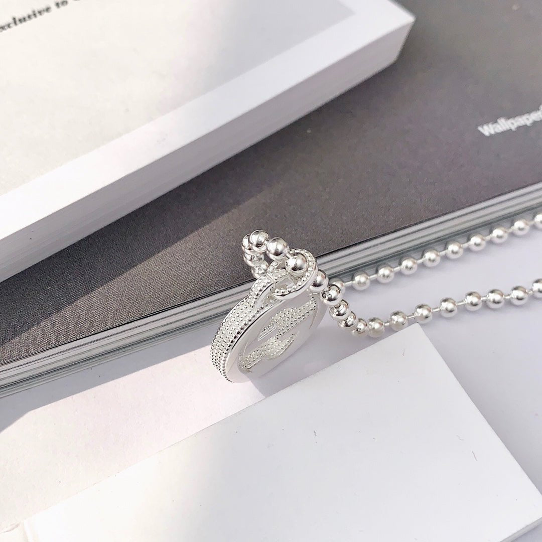 GUCCI INTERLOCKING NECKLACE G PENDANT  STERLING SILVER