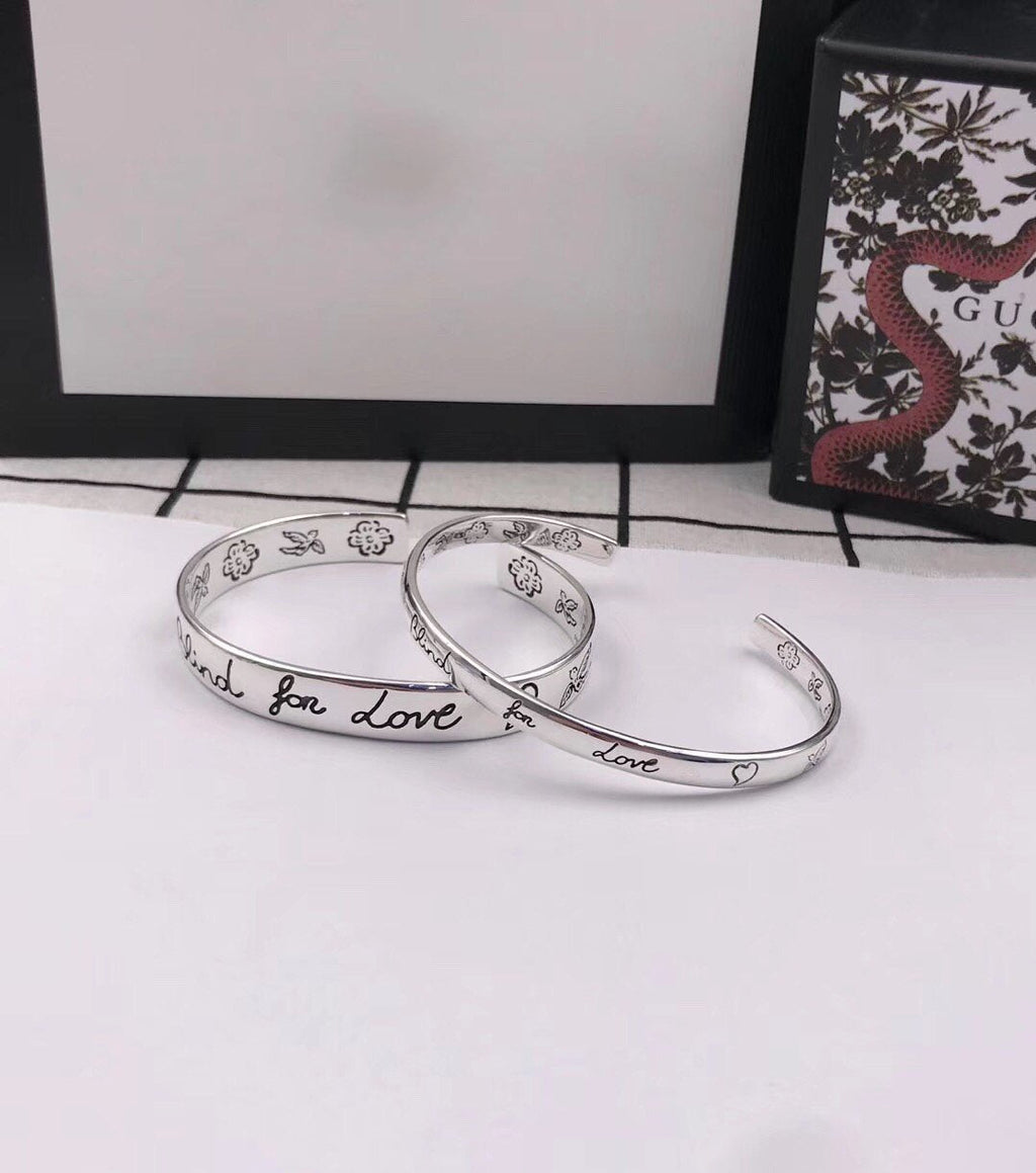 GUCCI SILVER 'BLIND FOR LOVE' BRACELET
