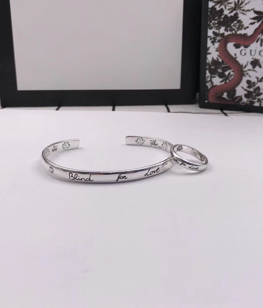GUCCI SILVER 'BLIND FOR LOVE' BRACELET
