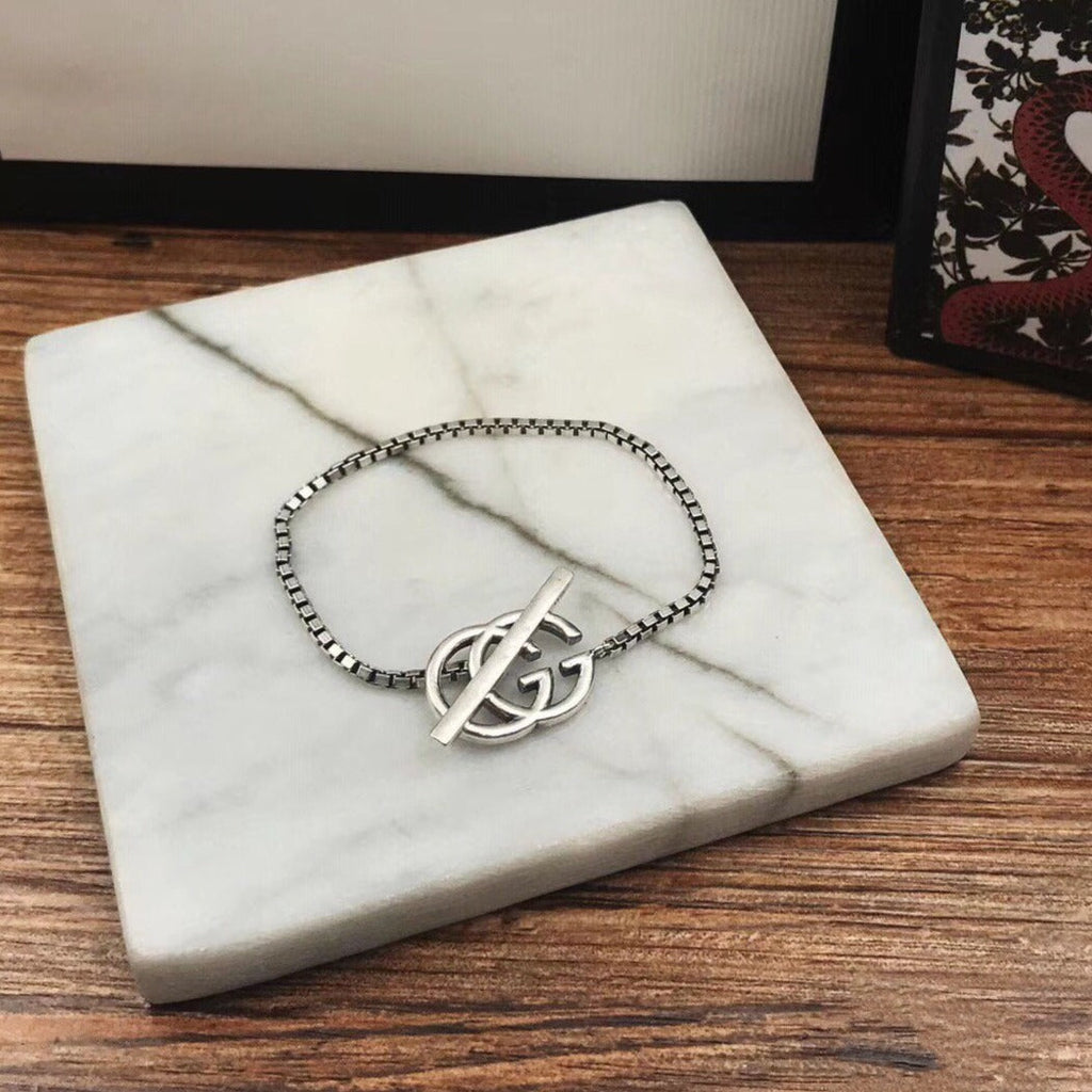 GUCCI STERLING SILVER BRITT  DOUBLE G BRACELET